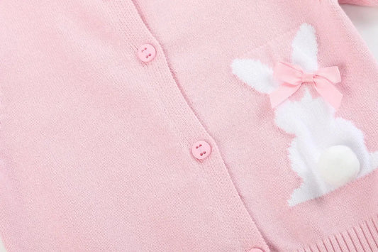 Pink Knit Easter Bunny Cardigan - The Tiny Details