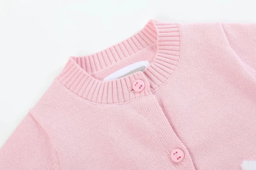 Pink Knit Easter Bunny Cardigan - The Tiny Details
