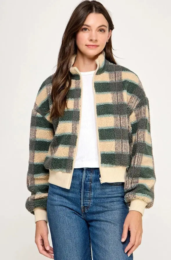 Plaid Sherpa Jacket - The Tiny Details