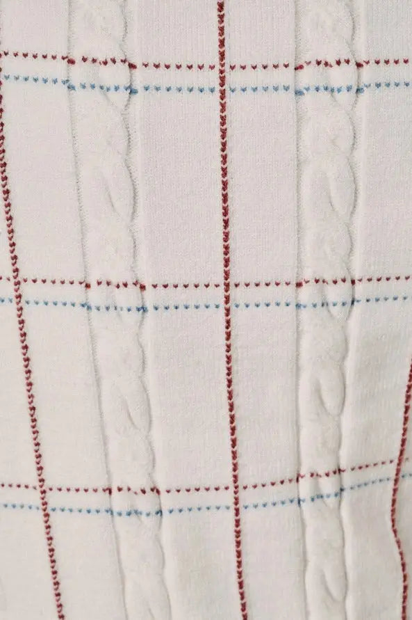 The Tiny Details Preppy Plaid Cable Knit Top