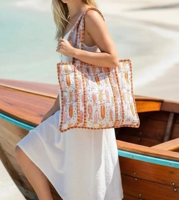 Quilted Fish Tote Bag