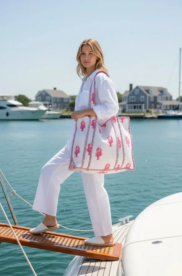 Quilted Lobster Tote Bag