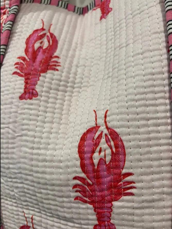 Quilted Lobster Tote Bag