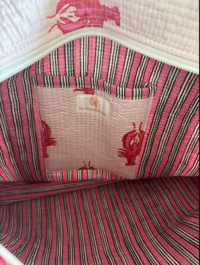 Quilted Lobster Tote Bag