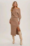 The Tiny Details Relaxed Side Slit Midi Sweater Dress