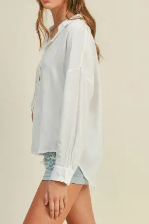 The Tiny Details Relaxed White Long Sleeve Button Shirt