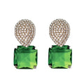 The Tiny Details Retro Pave Crystal and Peridot Drop Earrings