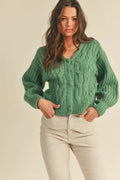 The Tiny Details Rosemary Green Cable Knit Cardigan