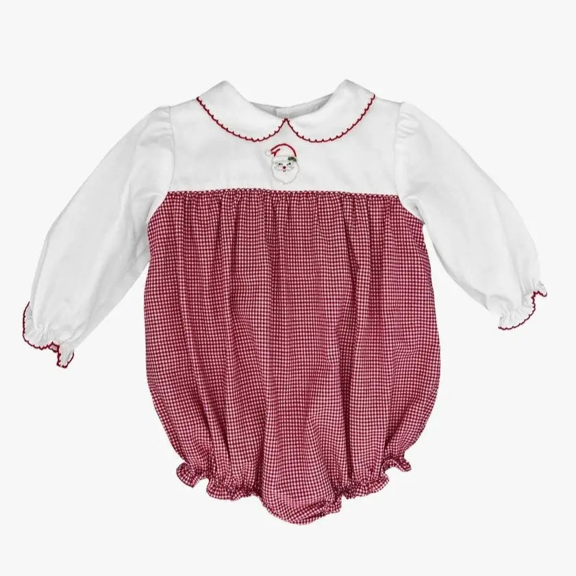 Santa Embroidered Plaid Bubble - Shop Tiny Details