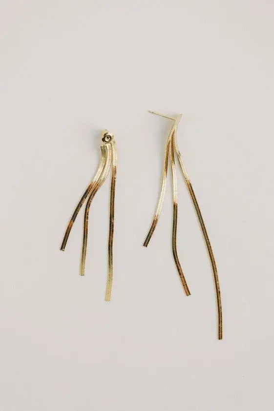 The Tiny Details Skinny Gold Cascading Tassel Earrings