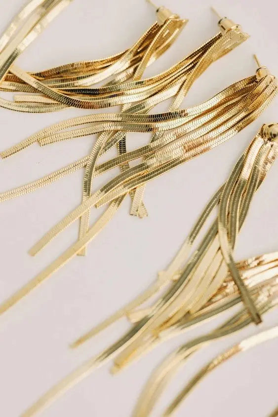 The Tiny Details Skinny Gold Cascading Tassel Earrings
