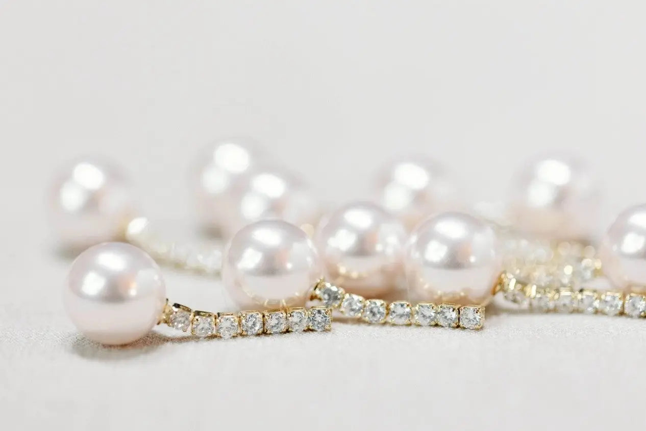 Small Diamond Pearl Drop Earrings - Shop Tiny Details