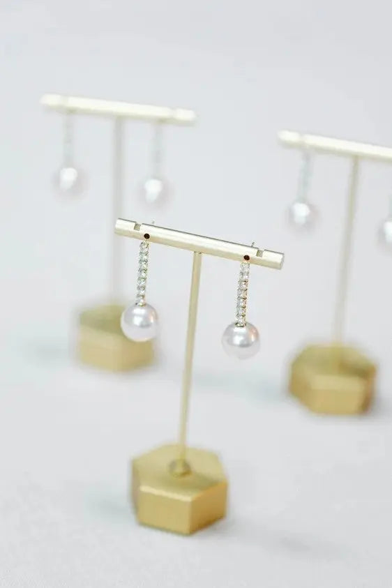 Small Diamond Pearl Drop Earrings - Shop Tiny Details