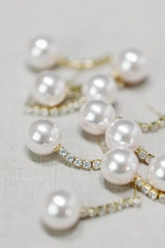 Small Diamond Pearl Drop Earrings - Shop Tiny Details