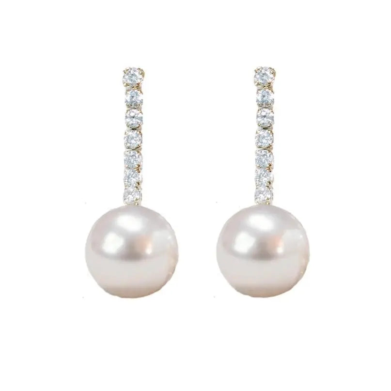 Small Diamond Pearl Drop Earrings - Shop Tiny Details