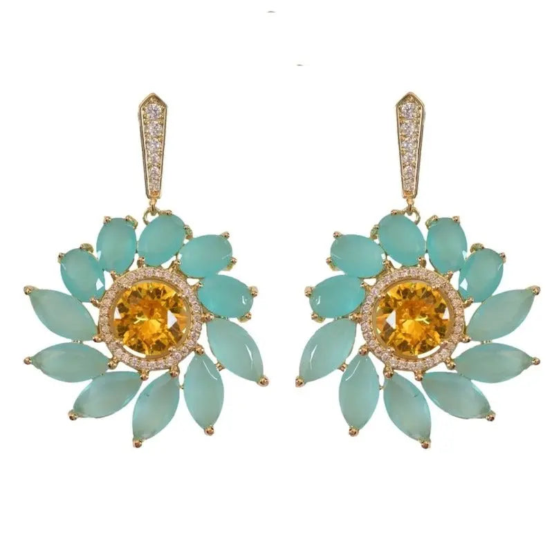 The Tiny Details Soleil Bloom Crystal Drop Statement Earrings