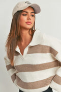 Stripe Drop Shoulder Collared Sweater - Shop Tiny Details