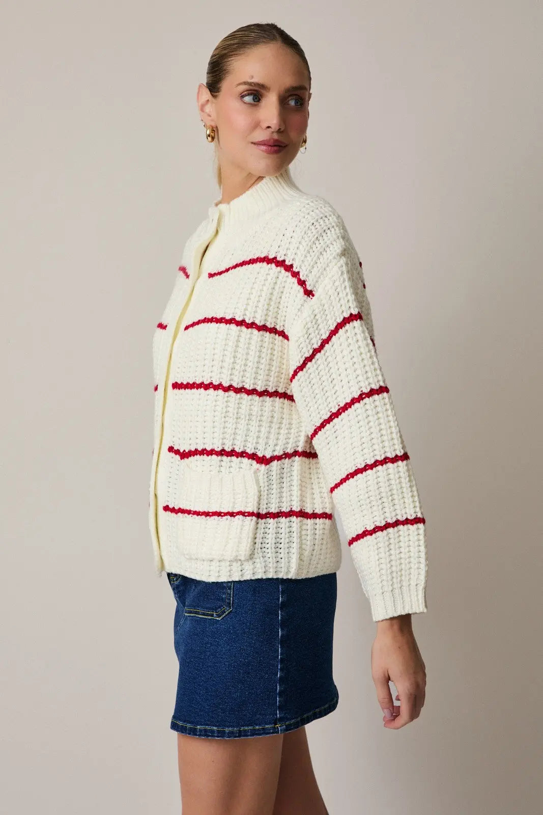 Striped Chunky Slouchy Sweater Cardigan - The Tiny Details
