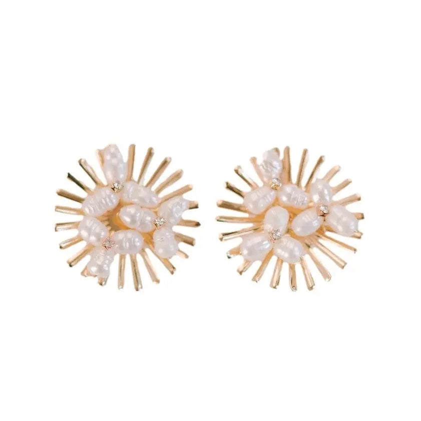 Sunburst Pearl Statement Stud Earrings - The Tiny Details