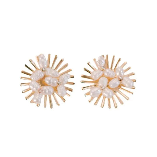 Sunburst Pearl Statement Stud Earrings - The Tiny Details