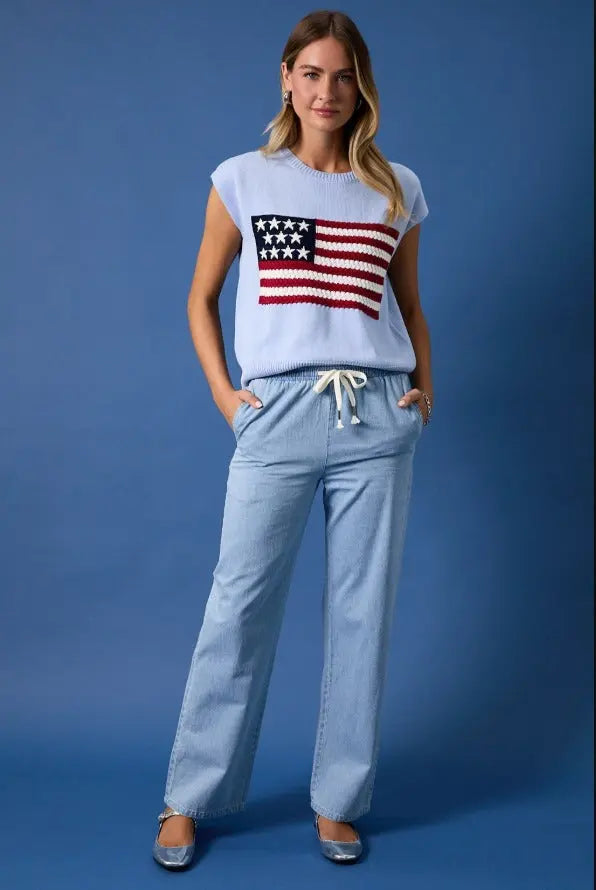 The Tiny Details USA Flag Sweater Top