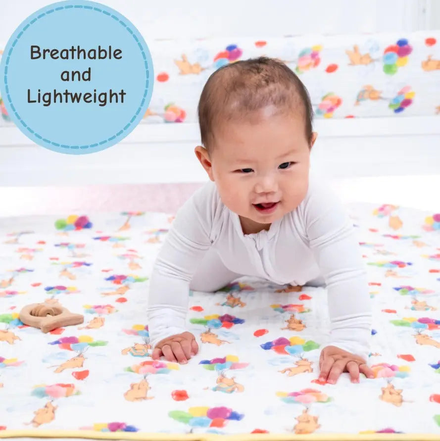 Up, Up and Away Bear Balloon Muslin Blanket