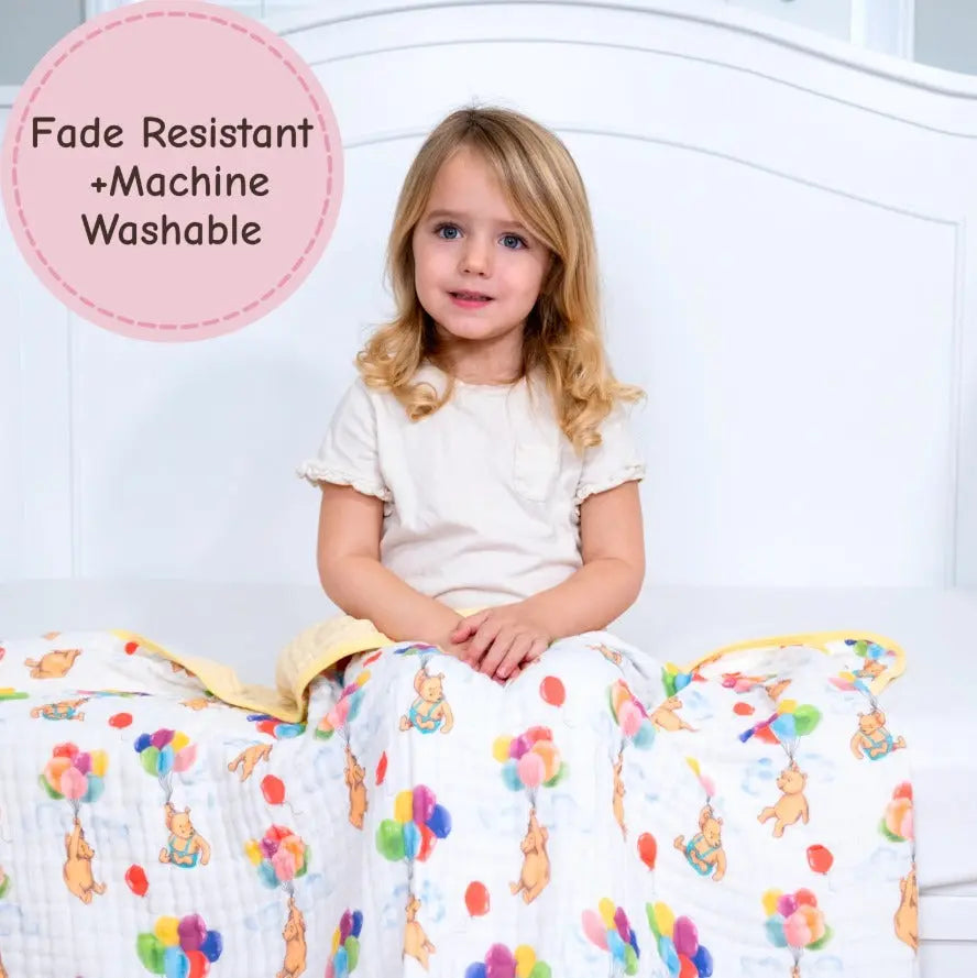 Up, Up and Away Bear Balloon Muslin Blanket