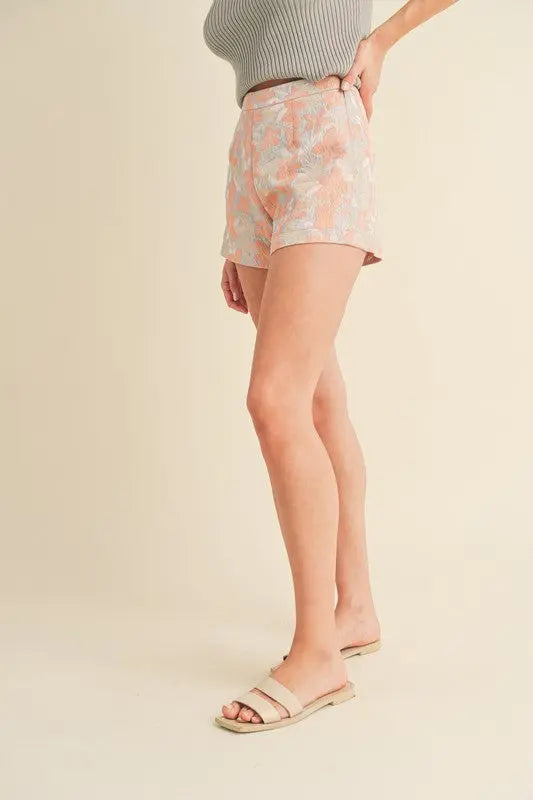 Womens Floral Jacquard Shorts - The Tiny Details