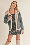 The Tiny Details Zee Faux Fur Lined Denim Jacket