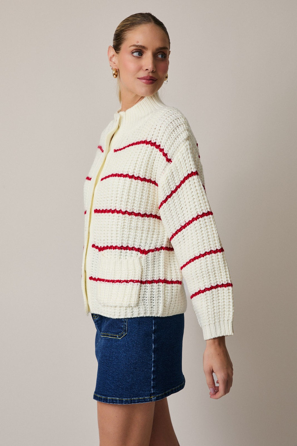 Striped Chunky Slouchy Sweater Cardigan - The Tiny Details