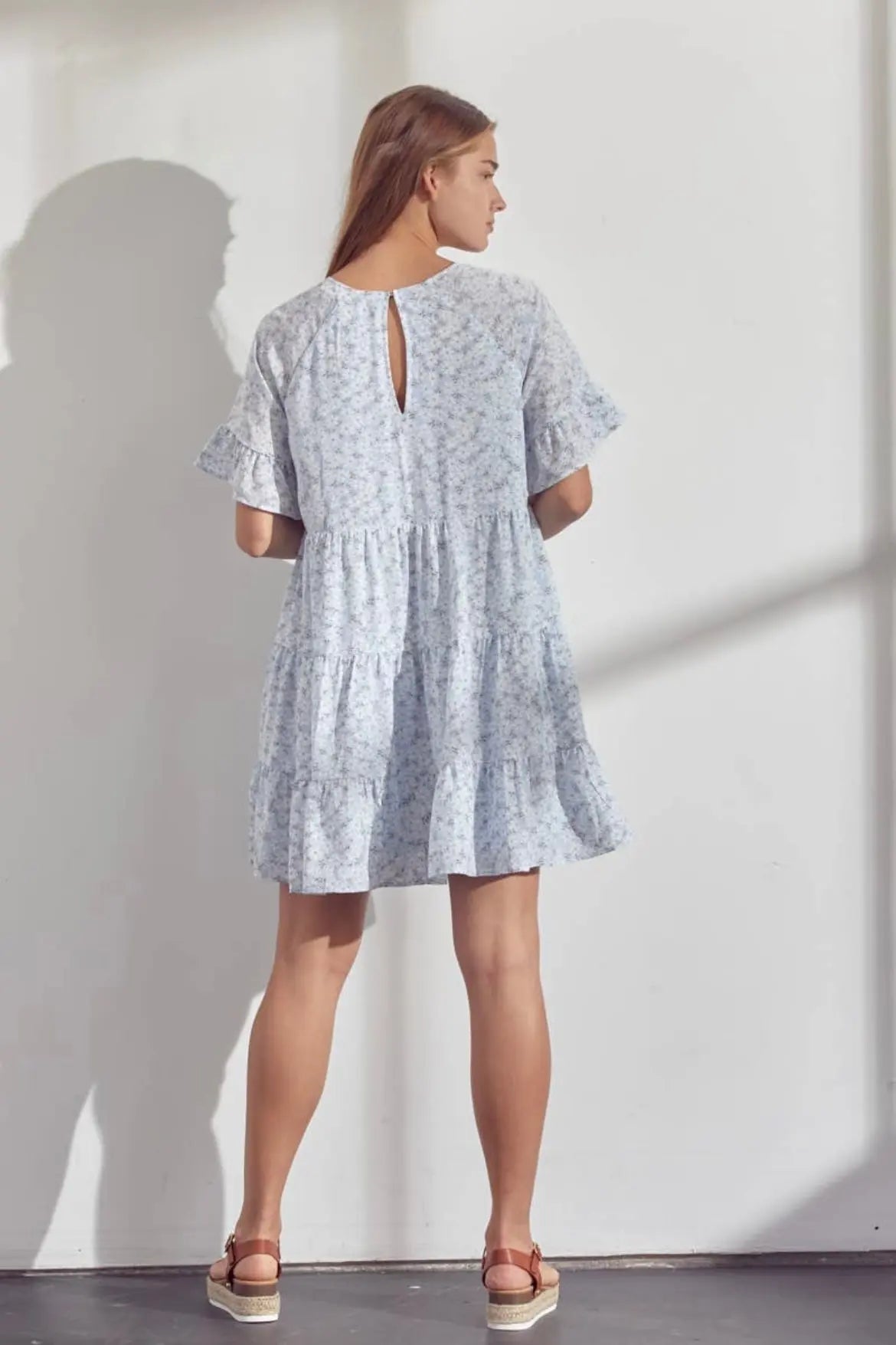 The Tiny Details Angel Blue V-Neck Floral Dress *Size Medium*