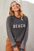 The Tiny Details BEACH Graphic Fleece Acid Wash Pullover