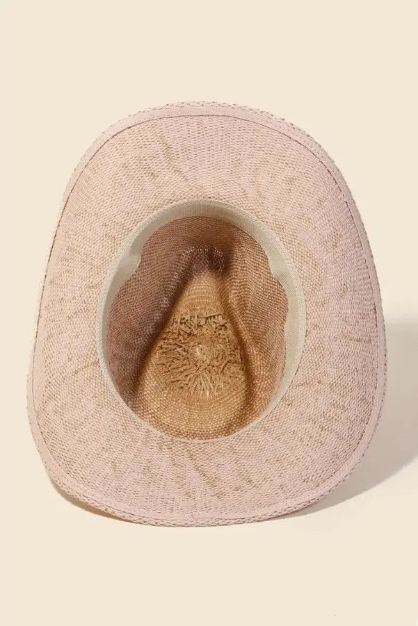 The Tiny Details Basket Weave Pink Straw Cowboy Hat