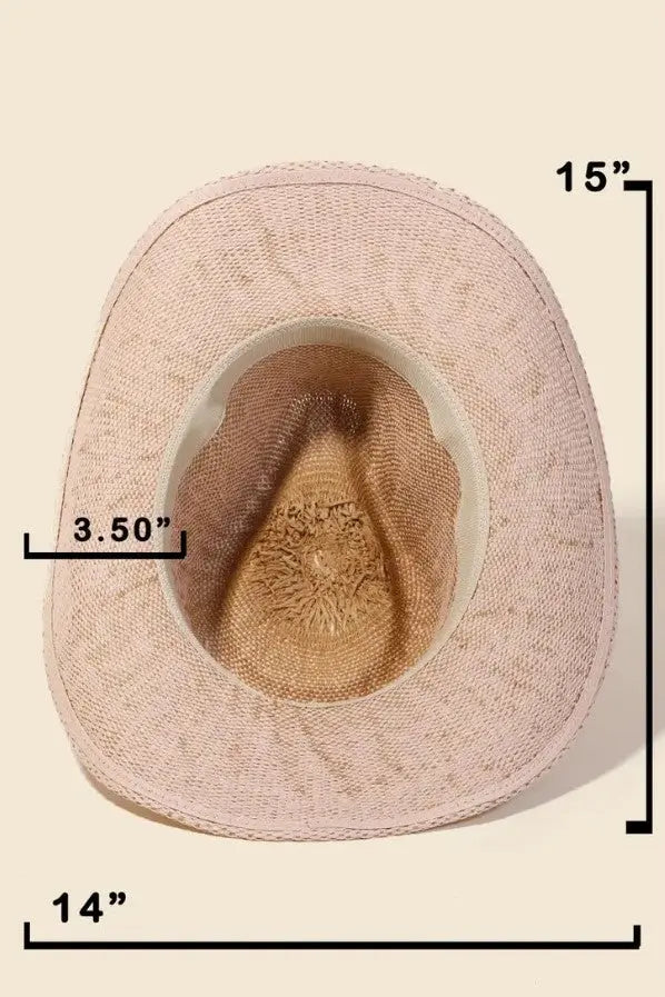 The Tiny Details Basket Weave Pink Straw Cowboy Hat