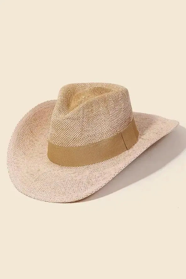 The Tiny Details Basket Weave Pink Straw Cowboy Hat