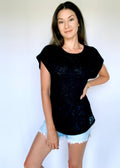 The Tiny Details Black Cuffed Short Sleeve Tee