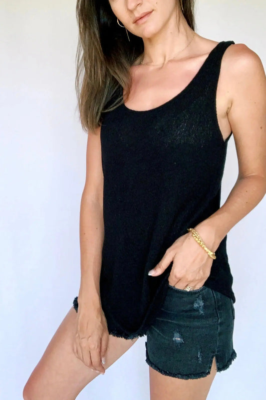 The Tiny Details Black Knit Tank Top *Size Large*