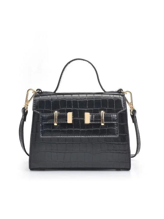 The Tiny Details Black Leather Gretchen Crossbody Handbag