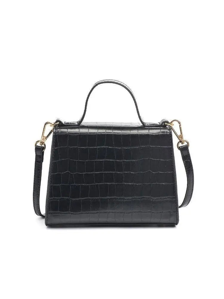 The Tiny Details Black Leather Gretchen Crossbody Handbag