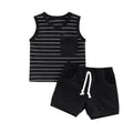 The Tiny Details Black Stripe Two-Piece Shortie Set