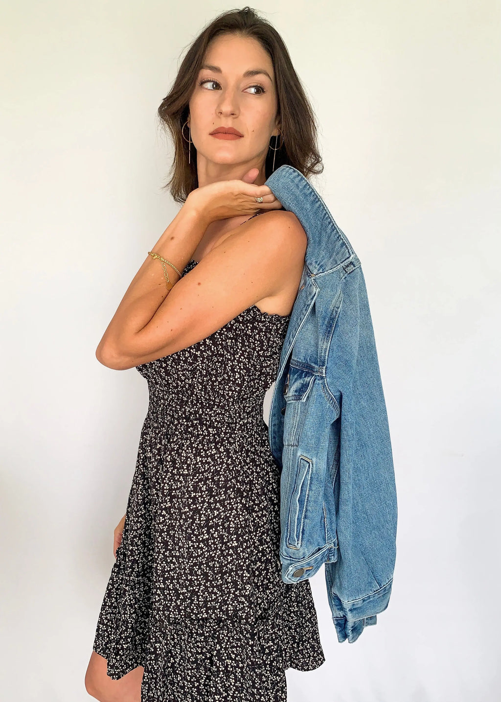 The Tiny Details Black Woven Printed Cami Dress