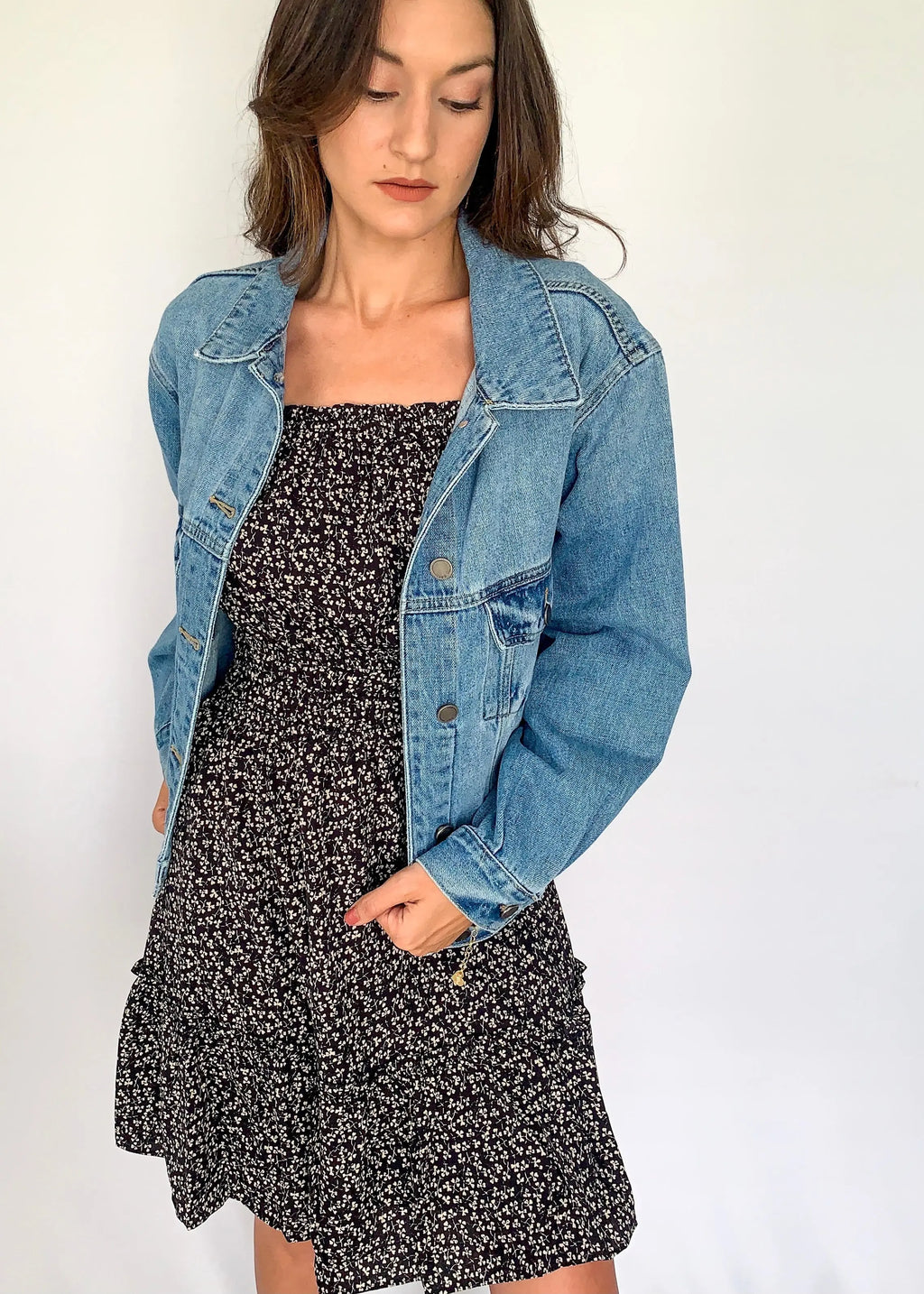 The Tiny Details Black Woven Printed Cami Dress