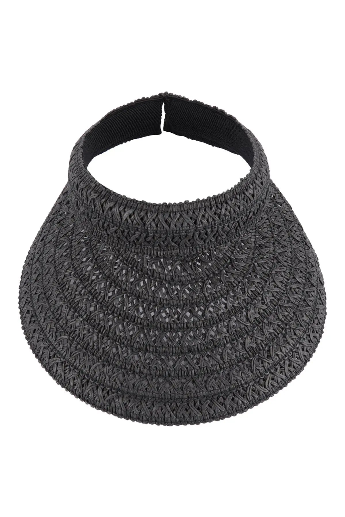 The Tiny Details Black Woven Summer Fashion Visor