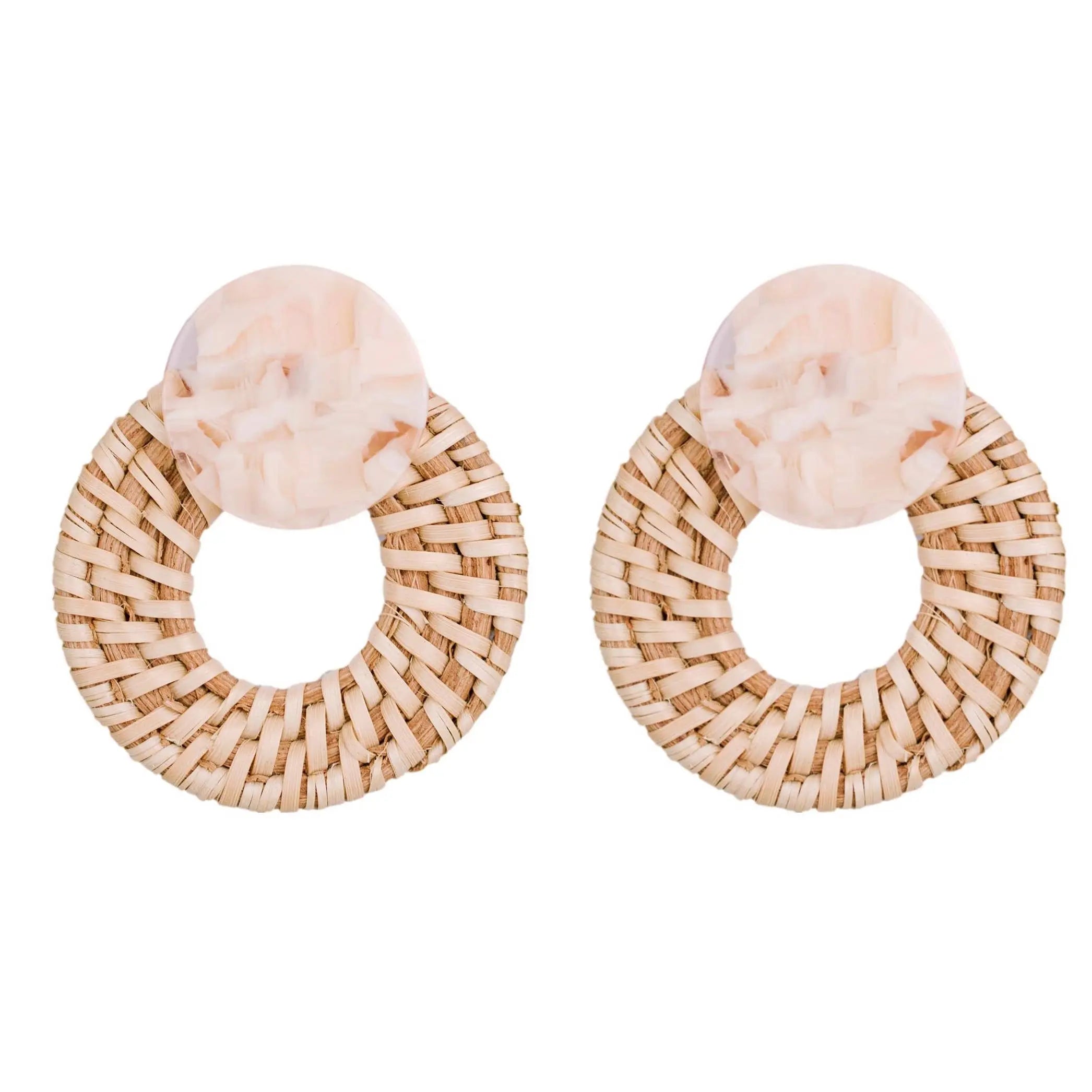 The Tiny Details Blonde Rattan Bali Doorknocker Earrings