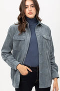 The Tiny Details Blue Corduroy Reversible Button Down Jacket