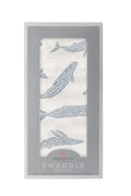 The Tiny Details Blue Shadow Whales Bamboo Swaddle