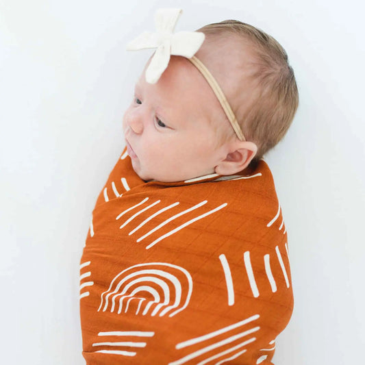 The Tiny Details Boho Burnt Orange Bamboo Muslin Swaddle