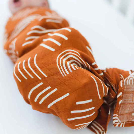 The Tiny Details Boho Burnt Orange Bamboo Muslin Swaddle