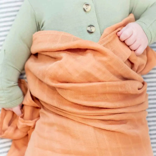 The Tiny Details Burnt Orange Bamboo Muslin Swaddle