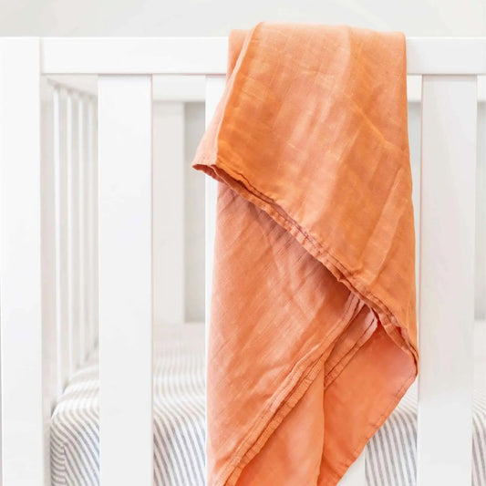 The Tiny Details Burnt Orange Bamboo Muslin Swaddle